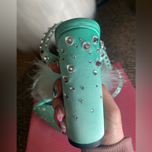 NWT | Sugar Thrillz fluffy boudoir heels mint green WMNS6 - Picture 4 of 11